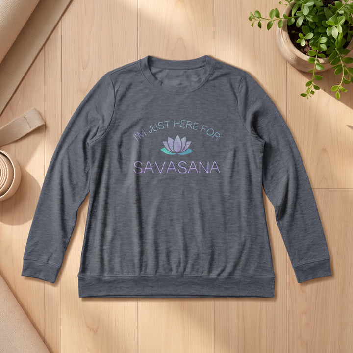 Olivenorma Soft Cotton Blend I'm Just Here For Savasana Lotus Print Women's Long Sleeve Shirt - Heather Gray - 2XL - image 15