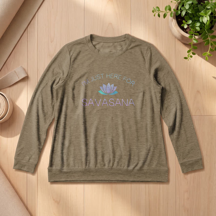 Olivenorma Soft Cotton Blend I'm Just Here For Savasana Lotus Print Women's Long Sleeve Shirt - Coffee - 2XL - image 24