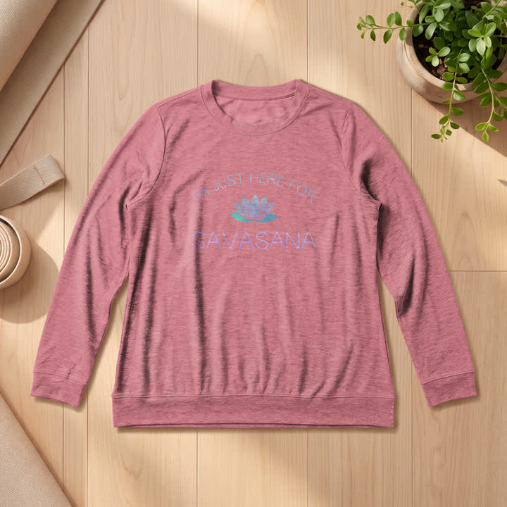 Olivenorma Soft Cotton Blend I'm Just Here For Savasana Lotus Print Women's Long Sleeve Shirt - Rose Gold - 2XL - image 9