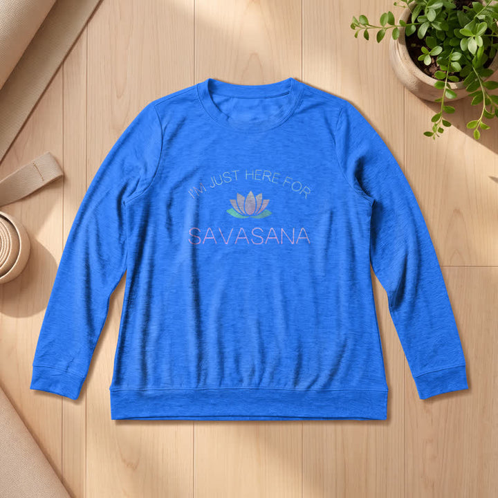 Olivenorma Soft Cotton Blend I'm Just Here For Savasana Lotus Print Women's Long Sleeve Shirt - Vintage Blue - 2XL - image 18