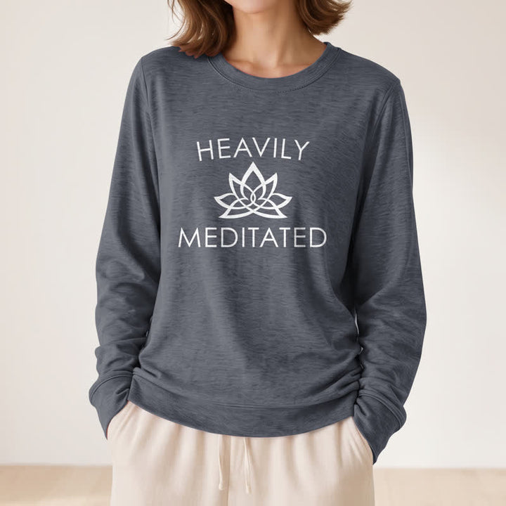 Olivenorma Soft Cotton Blend Heavily Meditated Lotus Print Women's Long Sleeve Shirt - image 14