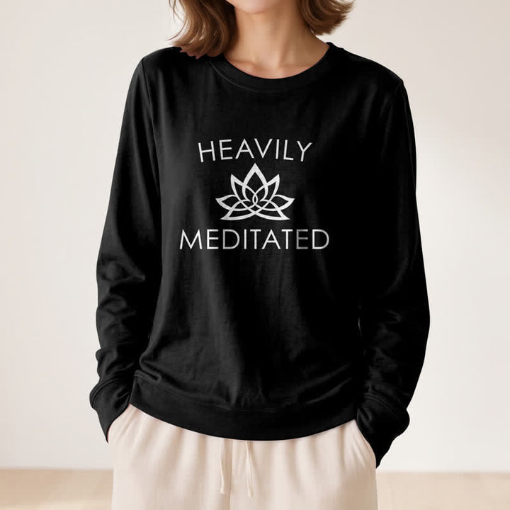 Olivenorma Soft Cotton Blend Heavily Meditated Lotus Print Women's Long Sleeve Shirt - image 2