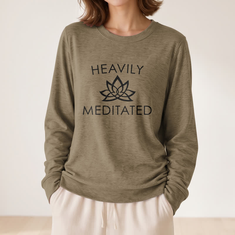 Olivenorma Soft Cotton Blend Heavily Meditated Lotus Print Women's Long Sleeve Shirt - image 26