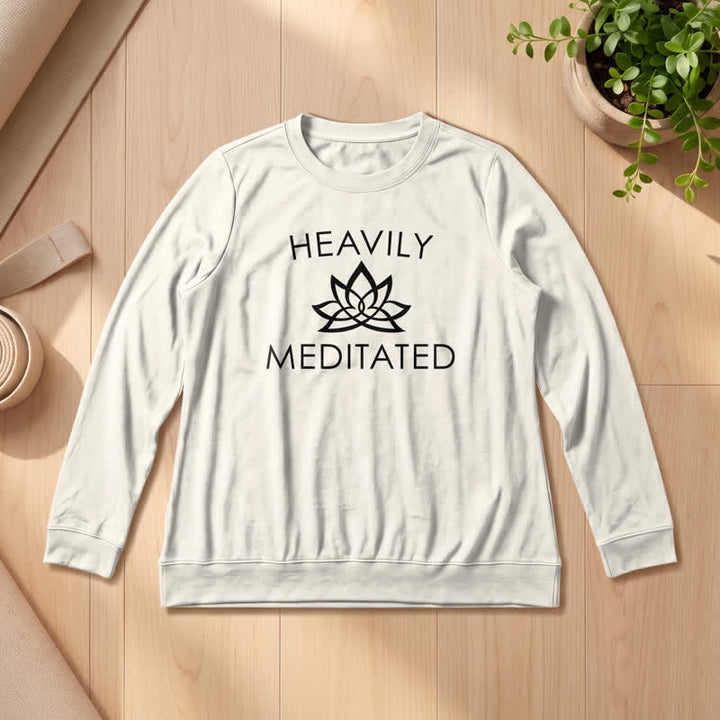 Olivenorma Soft Cotton Blend Heavily Meditated Lotus Print Women's Long Sleeve Shirt - Sand Color - 2XL - image 9