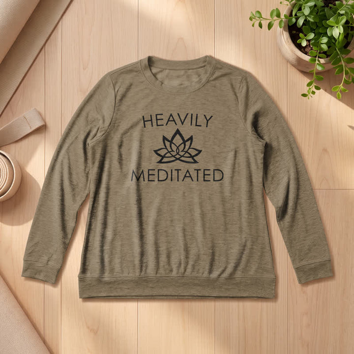 Olivenorma Soft Cotton Blend Heavily Meditated Lotus Print Women's Long Sleeve Shirt - Coffee - 2XL - image 24