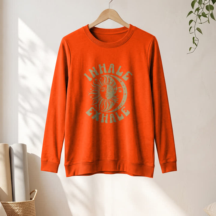 Olivenorma Soft Cotton Blend Sun Moon Inhale Exhale Print Women's Long Sleeve Shirt - image 28