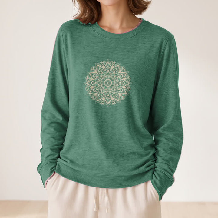 Olivenorma Soft Cotton Blend Mandala Print Women's Long Sleeve Shirt - image 26