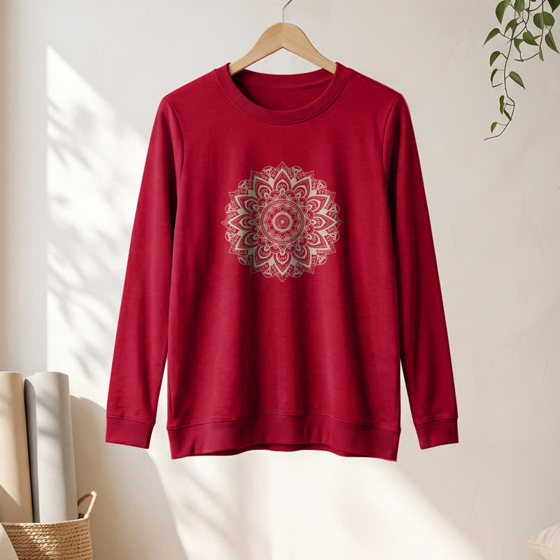 Olivenorma Soft Cotton Blend Mandala Print Women's Long Sleeve Shirt - image 1