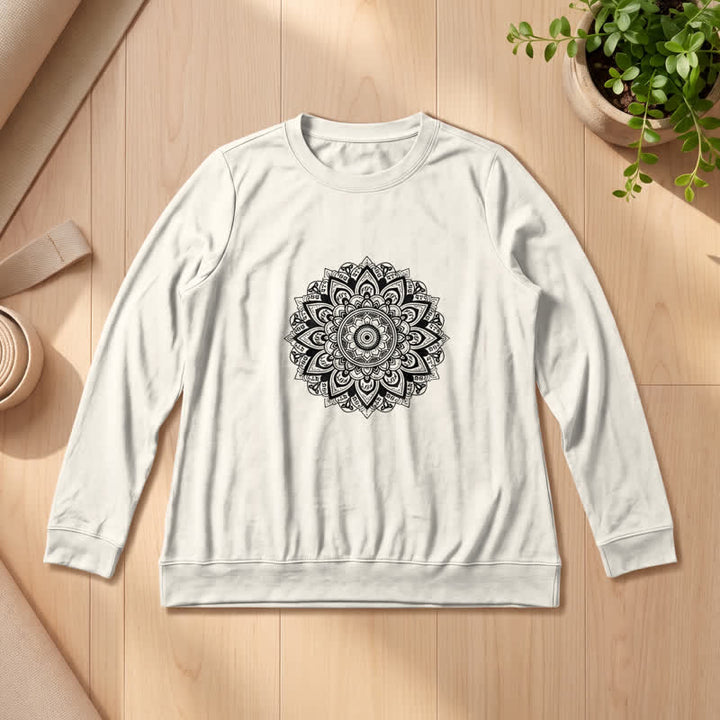 Olivenorma Soft Cotton Blend Mandala Print Women's Long Sleeve Shirt - Sand Color - 2XL - image 12