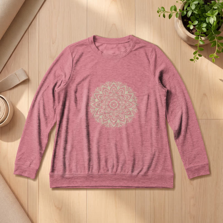 Olivenorma Soft Cotton Blend Mandala Print Women's Long Sleeve Shirt - Rose Gold - 2XL - image 9
