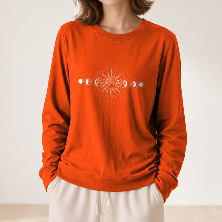 Olivenorma Soft Cotton Blend Sun & Moon Phase Print Women's Long Sleeve Shirt - image 29