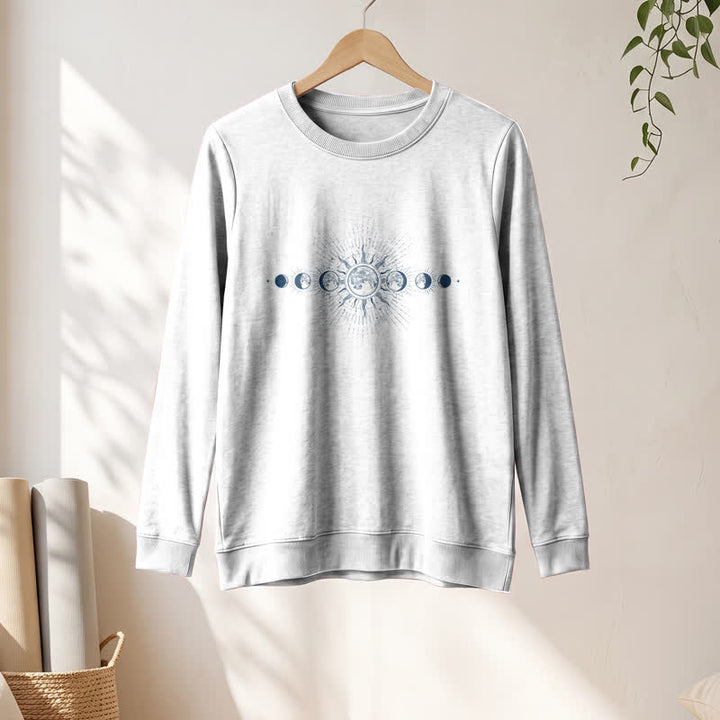 Olivenorma Soft Cotton Blend Sun & Moon Phase Print Women's Long Sleeve Shirt - image 4
