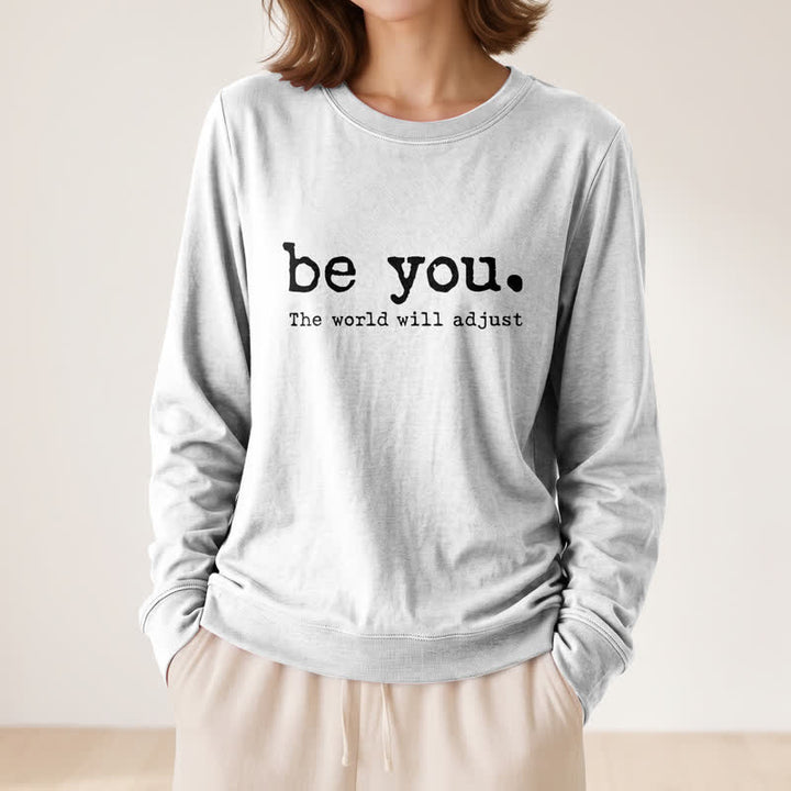 Olivenorma Soft Cotton Blend Be You Inspirational Print Women's Long Sleeve Shirt - image 5