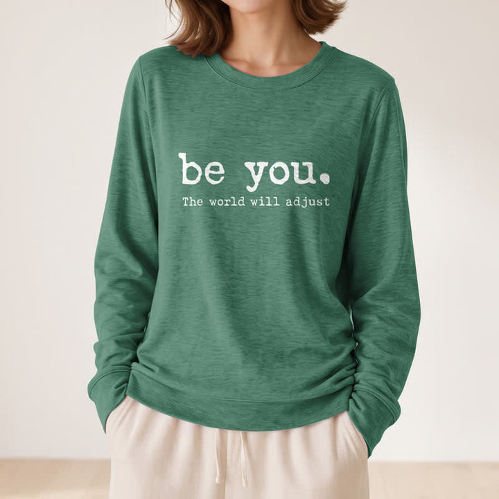 Olivenorma Soft Cotton Blend Be You Inspirational Print Women's Long Sleeve Shirt - image 2