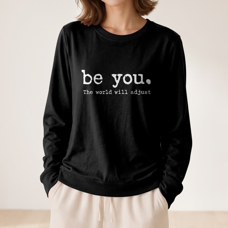 Olivenorma Soft Cotton Blend Be You Inspirational Print Women's Long Sleeve Shirt - image 8