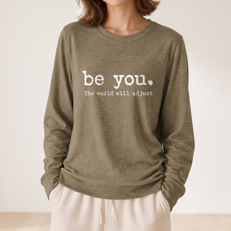 Olivenorma Soft Cotton Blend Be You Inspirational Print Women's Long Sleeve Shirt - image 26