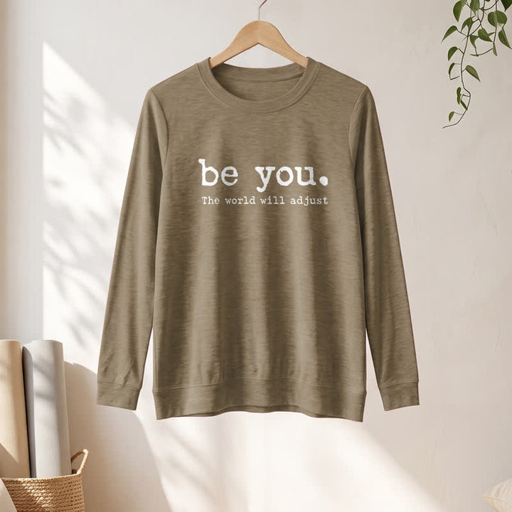 Olivenorma Soft Cotton Blend Be You Inspirational Print Women's Long Sleeve Shirt - image 25