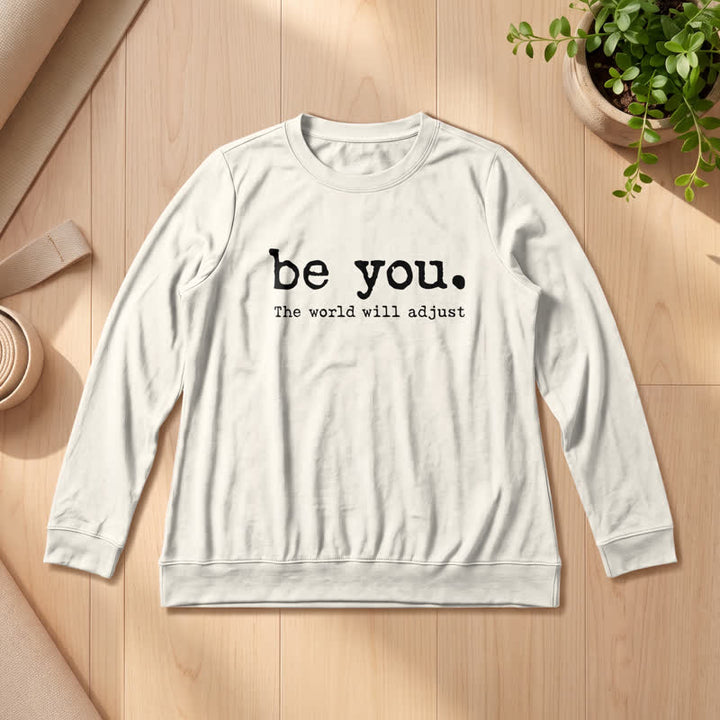 Olivenorma Soft Cotton Blend Be You Inspirational Print Women's Long Sleeve Shirt - Sand Color - 2XL - image 12
