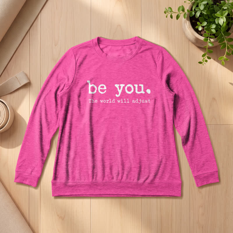 Olivenorma Soft Cotton Blend Be You Inspirational Print Women's Long Sleeve Shirt - Rose - 2XL - image 21