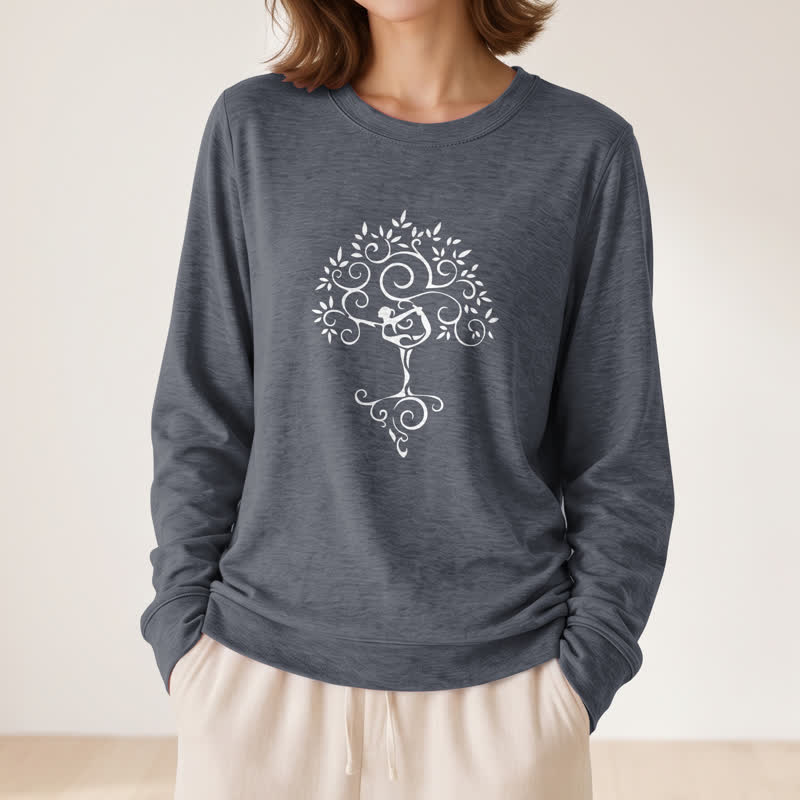 Olivenorma Soft Cotton Blend Yoga Tree Art Print Women's Long Sleeve Shirt - image 17