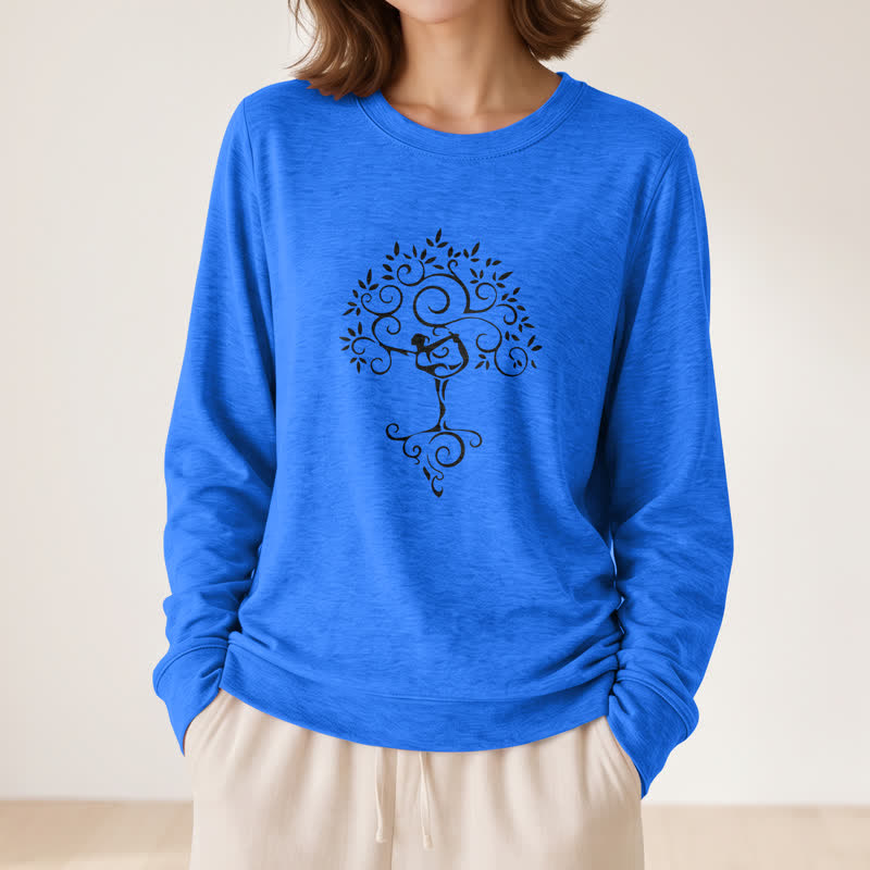 Olivenorma Soft Cotton Blend Yoga Tree Art Print Women's Long Sleeve Shirt - image 20