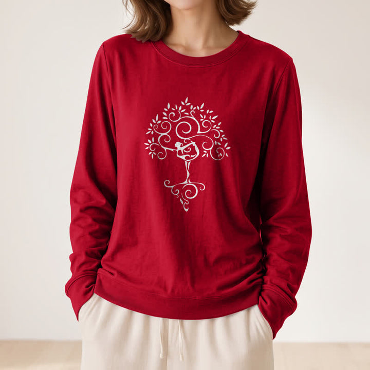 Olivenorma Soft Cotton Blend Yoga Tree Art Print Women's Long Sleeve Shirt - image 32
