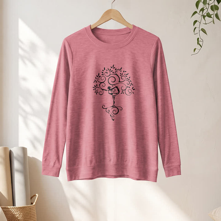 Olivenorma Soft Cotton Blend Yoga Tree Art Print Women's Long Sleeve Shirt - Rose Gold - 2XL - image 9