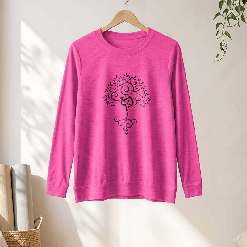 Olivenorma Soft Cotton Blend Yoga Tree Art Print Women's Long Sleeve Shirt - image 22