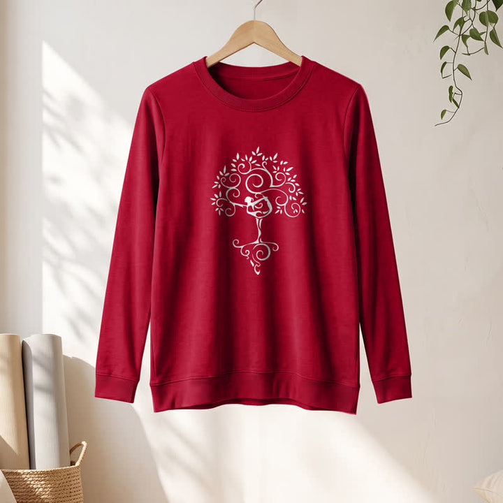 Olivenorma Soft Cotton Blend Yoga Tree Art Print Women's Long Sleeve Shirt - image 31