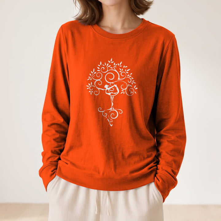 Olivenorma Soft Cotton Blend Yoga Tree Art Print Women's Long Sleeve Shirt - image 29