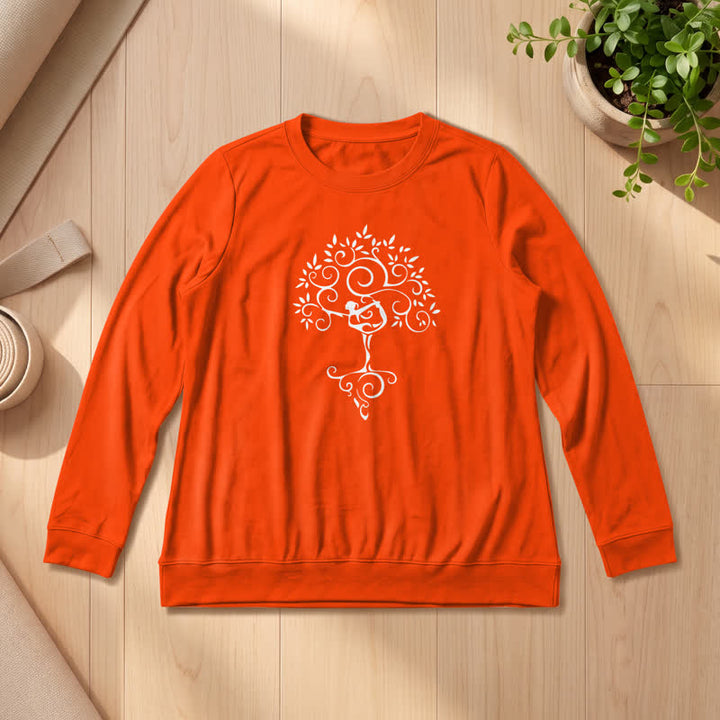 Olivenorma Soft Cotton Blend Yoga Tree Art Print Women's Long Sleeve Shirt - Orange - 2XL - image 27