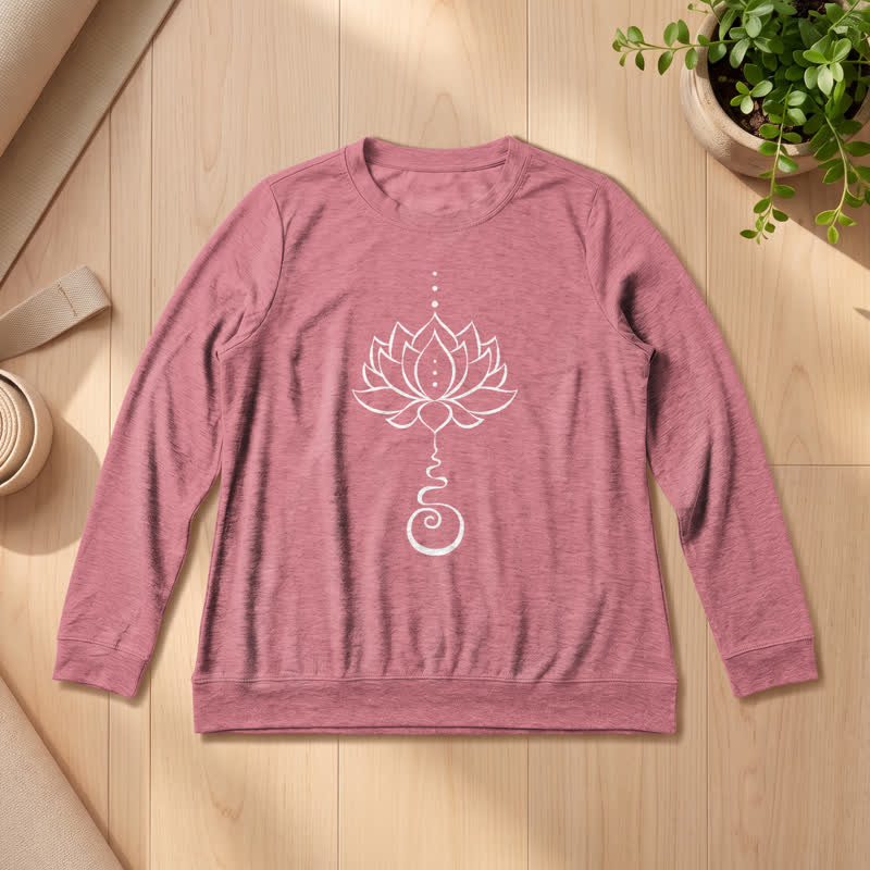 Olivenorma Soft Cotton Blend Unalome Lotus Print Women's Long Sleeve Shirt - Rose Gold - 2XL - image 6