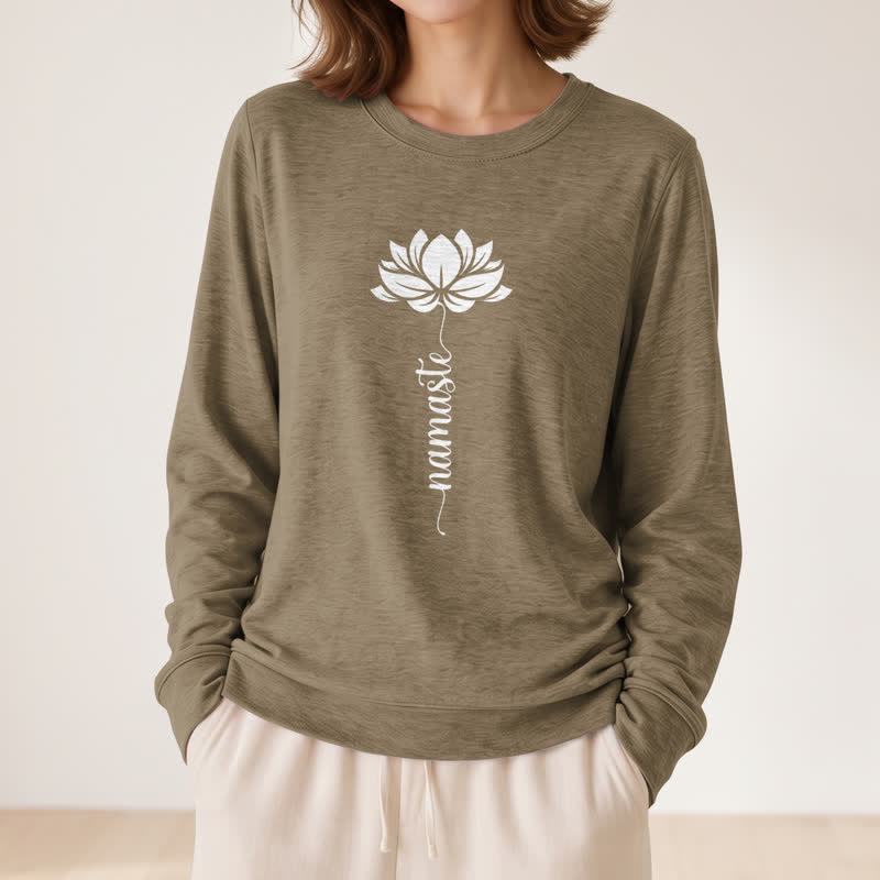 Olivenorma Soft Cotton Blend Namaste Lotus Print Women's Long Sleeve Shirt - image 26