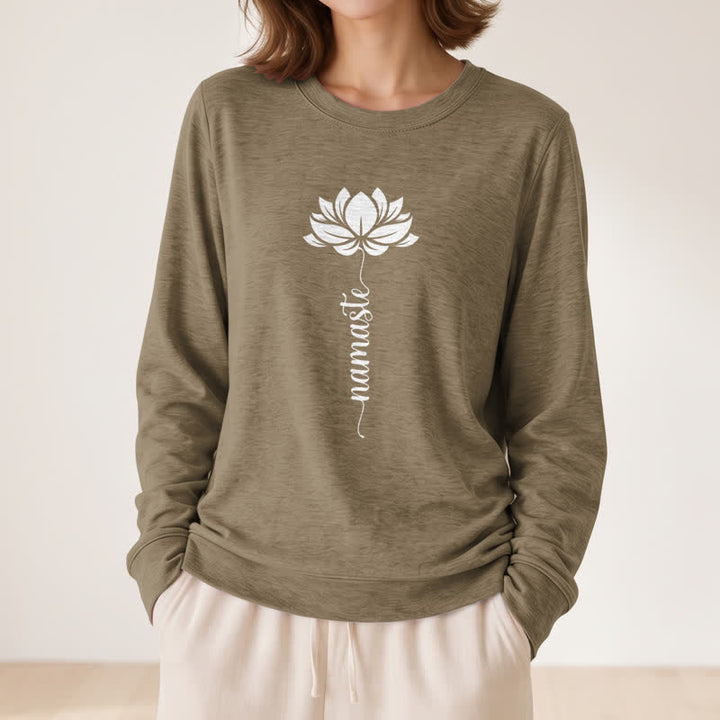 Olivenorma Soft Cotton Blend Namaste Lotus Print Women's Long Sleeve Shirt - image 26