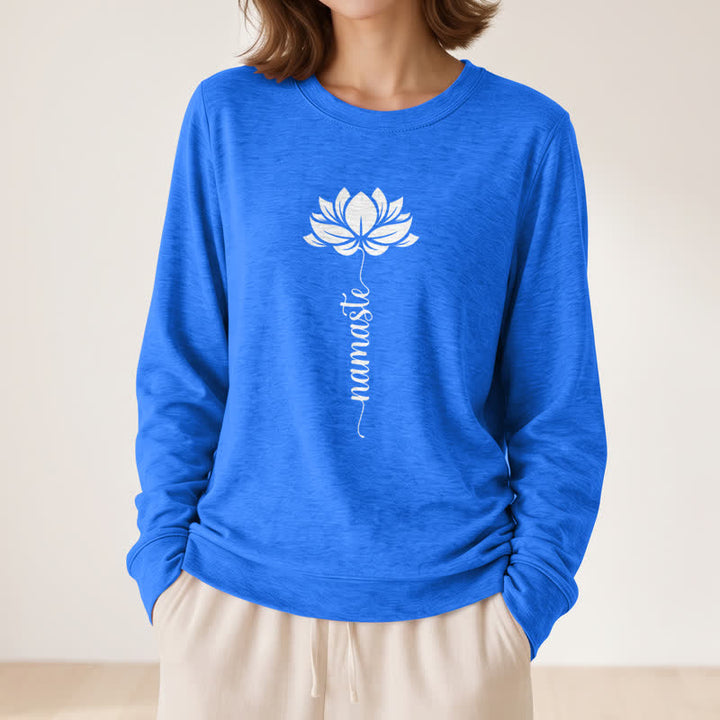 Olivenorma Soft Cotton Blend Namaste Lotus Print Women's Long Sleeve Shirt - image 17