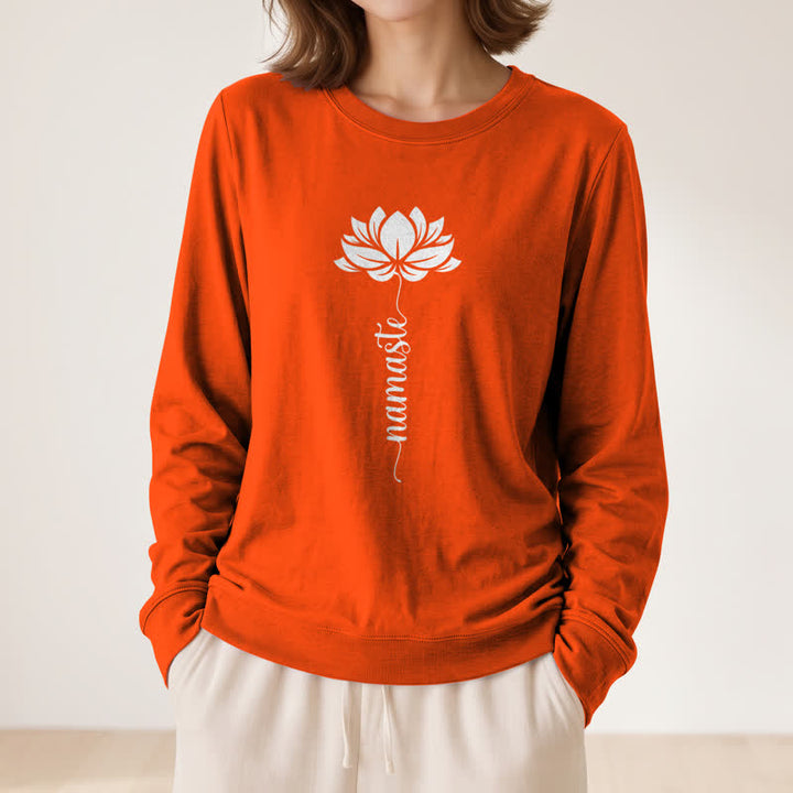 Olivenorma Soft Cotton Blend Namaste Lotus Print Women's Long Sleeve Shirt - image 29