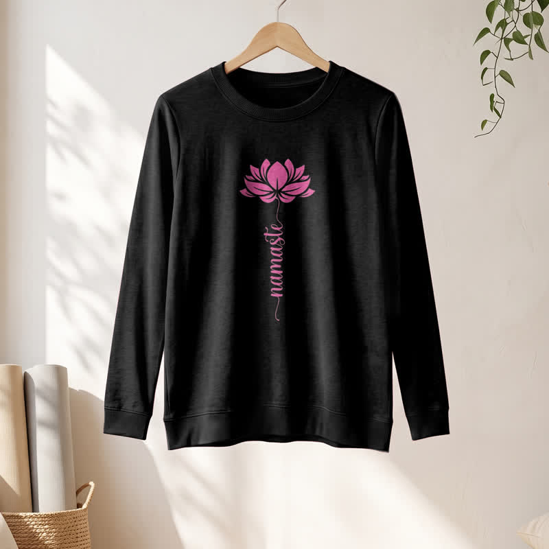Olivenorma Soft Cotton Blend Namaste Lotus Print Women's Long Sleeve Shirt - image 7