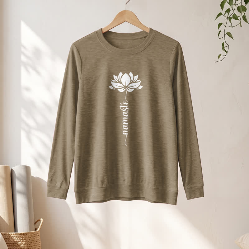 Olivenorma Soft Cotton Blend Namaste Lotus Print Women's Long Sleeve Shirt - image 25