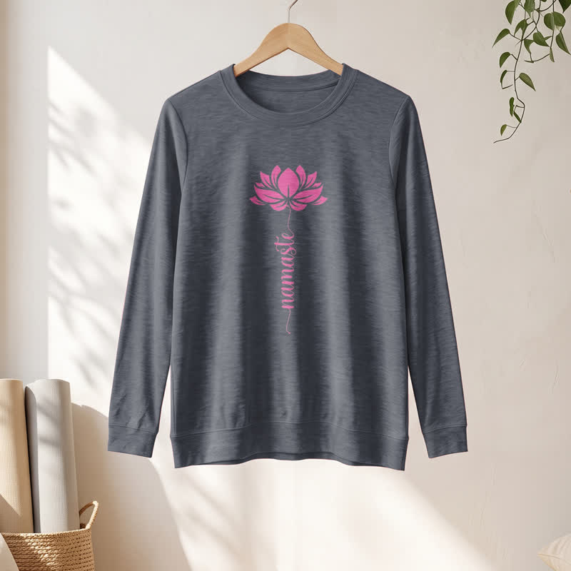 Olivenorma Soft Cotton Blend Namaste Lotus Print Women's Long Sleeve Shirt - image 13