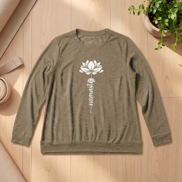 Olivenorma Soft Cotton Blend Namaste Lotus Print Women's Long Sleeve Shirt - Coffee - 2XL - image 24