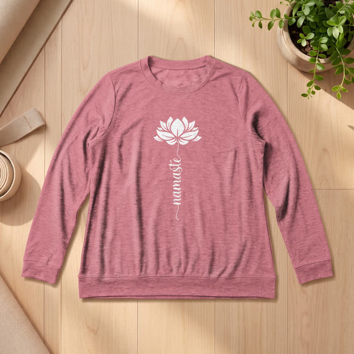 Olivenorma Soft Cotton Blend Namaste Lotus Print Women's Long Sleeve Shirt - Rose Gold - 2XL - image 0