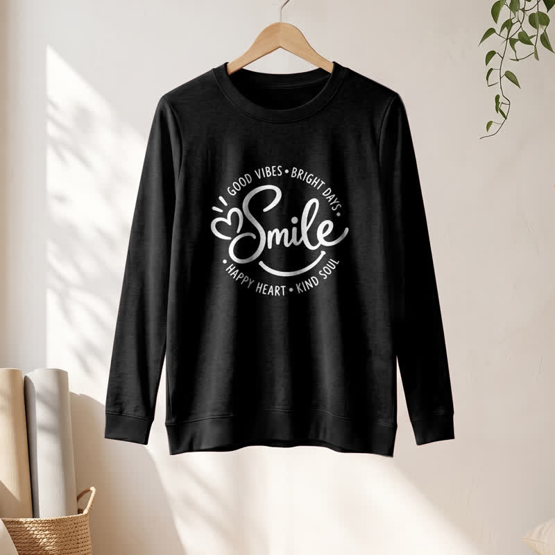 Olivenorma Soft Cotton Blend Smile Quote Print Women's Long Sleeve Shirt - image 7