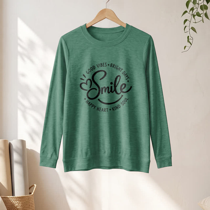Olivenorma Soft Cotton Blend Smile Quote Print Women's Long Sleeve Shirt - image 22