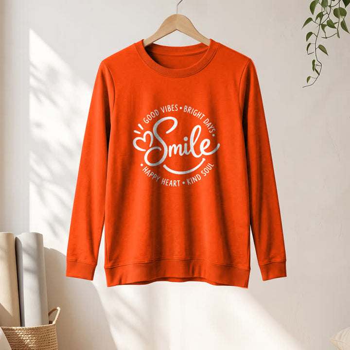 Olivenorma Soft Cotton Blend Smile Quote Print Women's Long Sleeve Shirt - image 28