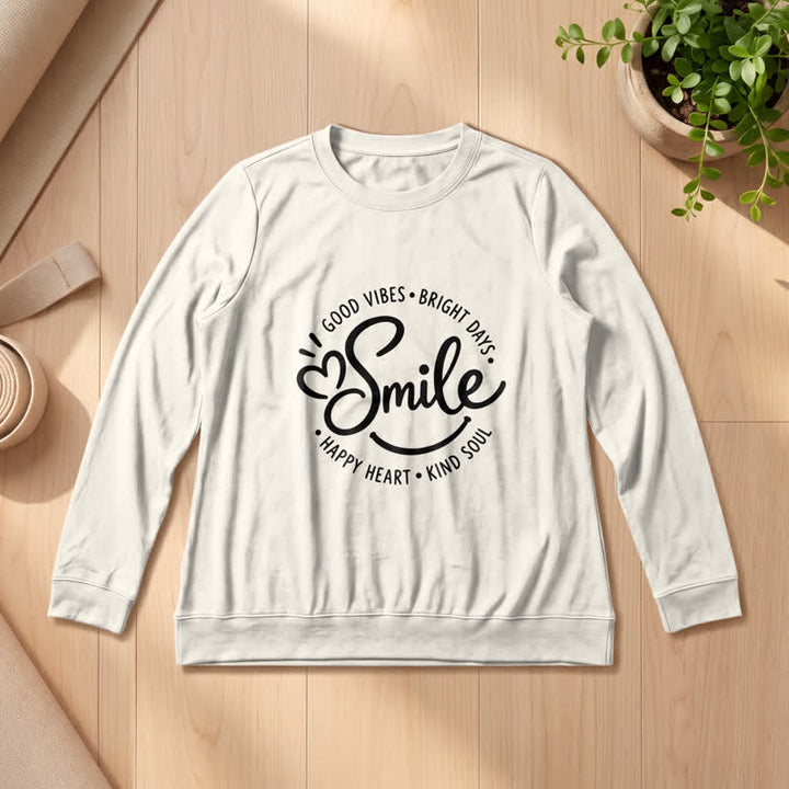 Olivenorma Soft Cotton Blend Smile Quote Print Women's Long Sleeve Shirt - image 14