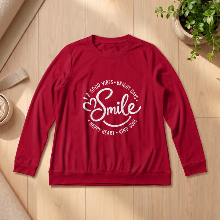 Olivenorma Soft Cotton Blend Smile Quote Print Women's Long Sleeve Shirt - image 32