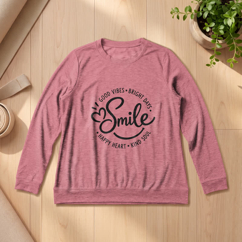 Olivenorma Soft Cotton Blend Smile Quote Print Women's Long Sleeve Shirt - image 11