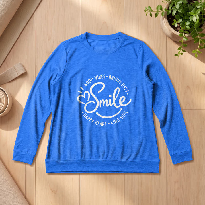 Olivenorma Soft Cotton Blend Smile Quote Print Women's Long Sleeve Shirt - image 17