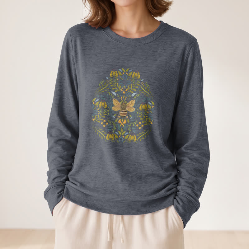 Olivenorma Soft Cotton Blend Bee Floral Print Women's Long Sleeve Shirt - image 14