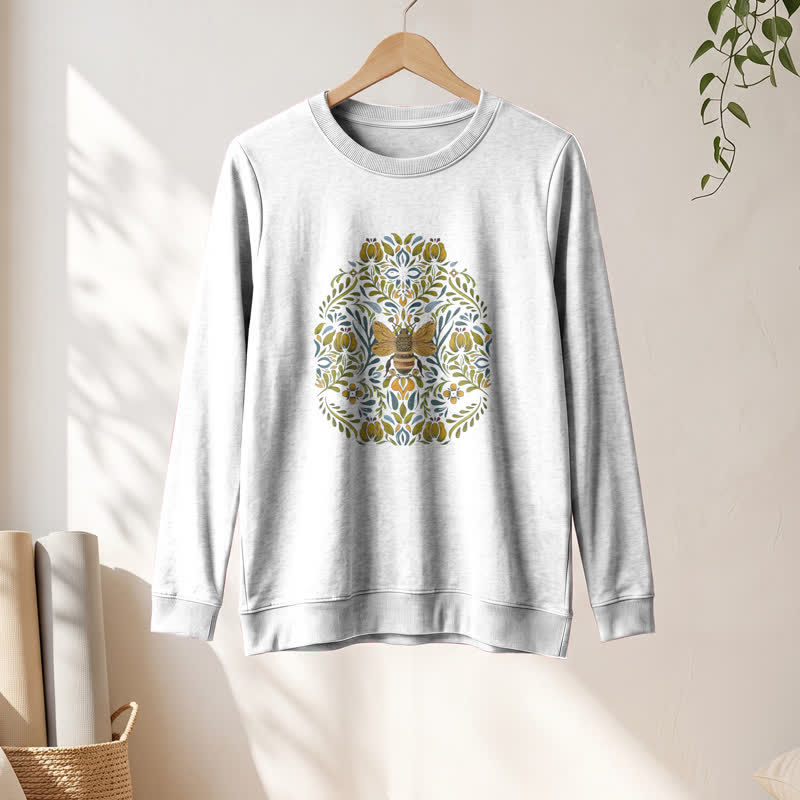 Olivenorma Soft Cotton Blend Bee Floral Print Women's Long Sleeve Shirt - image 1